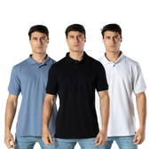 Imagem da oferta Kit 3 Camisas Polo Gola Lisa Masculina Kepeer