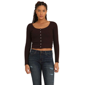 Imagem da oferta Blusa Cropped Levi's Britt Snap Marrom Manga Longa