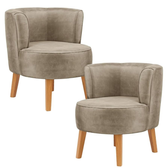 Imagem da oferta Kit 2 Poltronas Cadeira Elegante para Sala de Estar Tecido Veludo MOBLAN decor (Cappuccino)