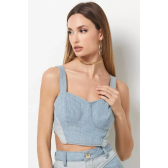 Imagem da oferta Top Feminino Tecido Avesso Planet Girls Jeans Claro