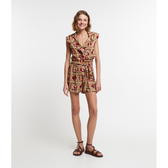 Imagem da oferta Short Clochard em Viscose com Lenço no Cós e Estampa Tucanos