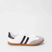 Imagem da oferta Tênis Penélope Casual Feminino Detalhe Recorte Nobuck Preto & Branco