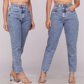 Imagem da oferta Calça Mom Jeans Cintura Alta Feminina Levanta Bumbum