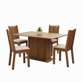 Imagem da oferta Conjunto Sala de Jantar Luana Mesa 4 Cadeiras Madesa - Marrom