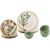 Imagem da oferta Aparelho de Jantar 12 Peças Alleanza Cerâmica Branco e Verde Água Redondo Bulbo