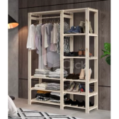 Imagem da oferta Kit Estante Madeira Natural De Chão Simples 132x50cm Cor Crú