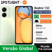 Imagem da oferta Versão global xiaomi redmi 13c miui 14 smartphone mtk helio g85 octacore 50mp al câmera tripla 5000mah 90hz 6.74 "disp