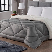 Imagem da oferta Edredom Sherpa Dream Dupla Face Tamanho Queen Cinza e Palha Casa Dona CINZA
