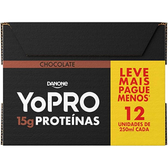 Imagem da oferta Yopro Bebida Láctea Uht Chocolate 15g de Proteínas 250ml - 12 Unidades