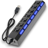 Imagem da oferta Hub Usb Externo Adaptador 7 Portas 2.0 Usb Led Alta Velocidade Laptop Pc Notebook Carregamento Rápido Expansão Aumento