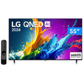 Imagem da oferta Smart TV 55" 4K QNED LG WebOS 24 Processador 5 Ger7 Wi-Fi Bluetooth - 55QNED80TSA