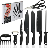 Imagem da oferta Conjunto de Facas 8 acessórios para Churrasco Cozinha de Aço Inox LUMAI Kit Completo do Chef com Facas Amolador Garra