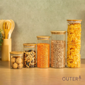 Imagem da oferta Potes De Vidro Pra Mantimentos Com Tampa Bambu Oikos COZ01557 5 Pçs Cor Marrom-claro