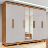 Imagem da oferta Guarda-roupa Casal Easy Slim 8 Portas Com Espelho e Pés Amendoa Clean/Off White