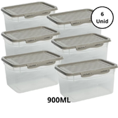 Imagem da oferta Kit 6 Potes Com Tampa e Trava 900ML Alto Camurça