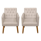 Imagem da oferta Kit 2 Poltronas Cadeira Decorativa para sala de estar recepção reforçada (Bege)