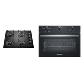 Imagem da oferta Kit Cooktop 4 Bocas Continental a Gás de Vidro Temperado Preto + Forno de Embutir Elétrico Continental 50L com TOPLimp