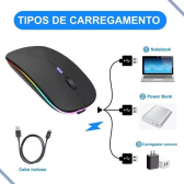 Imagem da oferta Mouse Sem Fio Bluetooth Macbook Notebook Ergonômico Tablet Slim Cor Preto