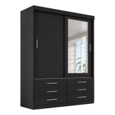 Imagem da oferta Guarda Roupa Solteiro Capri 2 Portas 6 Gav C/ Espelho Cor Onix