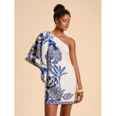 Imagem da oferta Travachic Vestido Mini Estampado Tecido Ombro Único para Férias