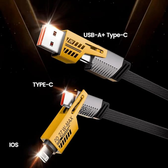 Imagem da oferta Cabo de Carregamento 4 em 1 USB para Tipo-C e Lightning Compatível com Iphone e Samsung 65W Turbo Preto