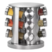 Imagem da oferta Kit Porta Tempero Giratório Em Aço Inox - 12 Potes Vidro