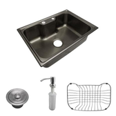 Imagem da oferta Cuba Pia Gourmet Luxo Prizi Lung Preta Aço Inox 201 42x60cm Kit Completo