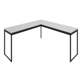 Imagem da oferta Mesa Em L Meslmagn De Canto Nórdico Moderno Com Estrutura Em Ferro E Tampo De Madeira Cor Branco Com Preto