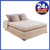 Imagem da oferta Cama Box Casal 138 Suede Bege com Colchão Pillow Angel Molas Ensacadas 62x138x188