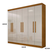 Imagem da oferta Guarda-roupa Casal Malibu 6 Pt Imbuia E Off White