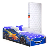 Imagem da oferta Mini Cama Carro Mcqueen Infantil Montessoriana Com Colchão E Proteção Lateral Para Quarto De Criança Menino Cor Azul