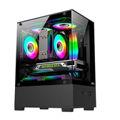 Imagem da oferta Gabinete Gamer Hyrax HGB310 Mini Tower M-ATX Frontal e Lateral em Vidro Temperado Sem FANs Preto - HGB310B