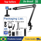 Imagem da oferta Microscópio digital suporte de reforço microscópio 4k hdmi usb TYPE-C 48mp câmera 150x lente led luz microscópio pa