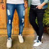 Imagem da oferta Kit 2 Calça Jeans Alfaiataria Masculina Skinny Com Lycra Nfe