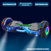 Imagem da oferta Hoverboard Overboard Infantil Skate Elétrico 6.5" Led Bluetooth Bateria De Grande Capacidade Motor Brushless HBD65S