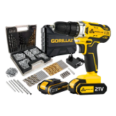 Imagem da oferta Parafusadeira Furadeira De Impacto Sem Fio 2 Bateria 21v 3/8 10mm Grz-21n Com Kit Brocas E Buchas 300 Peças