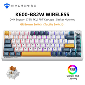 Imagem da oferta Teclado Mecanico Sem Fio Machenike K600-B82W RGB 75% Teclas PBT Tri-mode