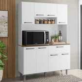 Imagem da oferta Cozinha Compacta Poliman Nice com 8 Portas 1 Gaveta e 2 Prateleiras - 120cm de largura