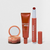 Imagem da oferta Kit Trio de Sombras + Hidratante Labial Coral + Blush Líquido Laranja 4you (3 Produtos)