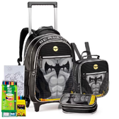 Imagem da oferta Kit Mochila Estojo Lancheira Escolar Meninos Jogo Gamecraft Spider Aranha Rodinhas Holográfica