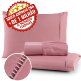 Imagem da oferta Jogo de Lençol 03 Peças 400 Fios Cama Casal Queen Micropercal Ponto Palito