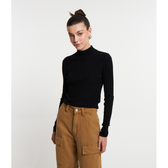Imagem da oferta Blusa em Tricô Canelado com Gola Alta e Manga Longa