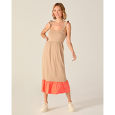 Imagem da oferta Vestido Midi Feminino com Babados em Viscose Stretch Rosa Claro