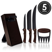 Imagem da oferta Jogo De Churrasco Tramontina Black Aço Inox C\/ Cepo 5pcs