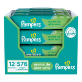 Imagem da oferta Kit de Lenços Umedecidos Aroma De Aloe Vera com 576 Unidades Pampers