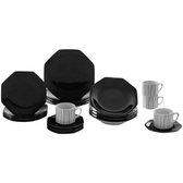 Imagem da oferta Aparelho de Jantar e Chá Schmidt de Porcelana Preto Oitavado Decorado Apolo - 20 Peças