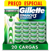 Imagem da oferta Gillette Mach3 Sensitive - Carga para Aparelho de Barbear 20 unidades