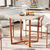 Imagem da oferta Mesa De Jantar 80x80 4 Lugares Valence Industrial Pés Em Aço Apartamento Compacta