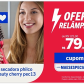 Imagem da oferta Escova Secadora Philco Soft PEC13 Beauty 1300W Cherry - Bivolt
