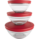 Imagem da oferta Conjunto com 3 Potes de Vidro Redondos Euro Home com Tampa Plástica - VDR7093